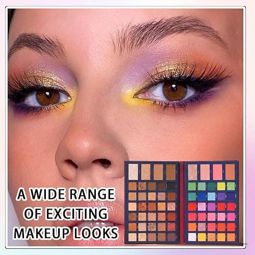 PPPanYiDi 68 Colors Eyeshadow Palette,Matte Glitter Eyeshadow Makeup Palette with Eyeshadow Brush,Highly Pigmented Colorful Shimmer Eye Shadow Palette Makeup Kit for Women thumbnail 7