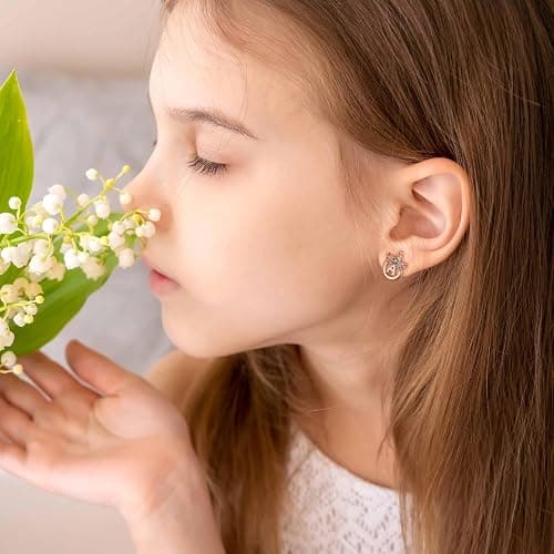 Stocking Stuffers for Girls Kids - 925 Sterling Silver Hypoallergenic Initial Unicorn Earring for Girl Jewelry Birthday Gifts Christmas Gifts for Grandkids Girls Kids thumbnail 4