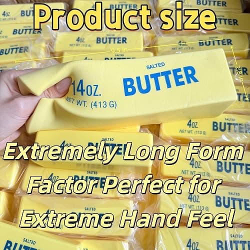 9.5 Inch Giant Butter Squishy Slow Rising, 14oz Big Butter Squishy Large Butter-Shaped Stick Stress Relief Squeeze Toy, Soft Sticky Food Squishies for Relaxation & Focus, Desk Gift thumbnail 3