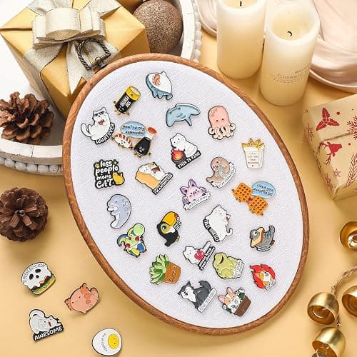 Yalikop Pin Display Board Fabric Enamel Pin Boards for Wall 11.4 x 8.6 in Wall Hanging Oval Brooch Earrings Necklace Jewelry Holder Organizer Display Storage for Home Christmas Holiday (White) thumbnail 7