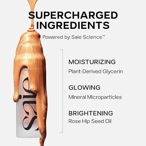 Saie Mini Glowy Super Gel Lightweight Illuminator - Luminizer + Makeup Primer for Glowing Skin - Enriched with Vitamin C + Hydrating Squalane Oil - Roseglow (0.5 oz) thumbnail 7