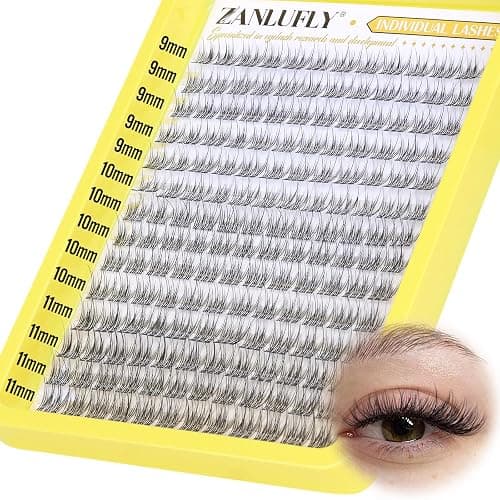 Cluster Lashes Natural Eyelash Clusters CC-Curly Eyelash Extension Wispy Individual Lashes Clusters Clear Band ZANLUFLY DIY Lash Extension (9MM 10MM 11MM,140Pcs) thumbnail 6