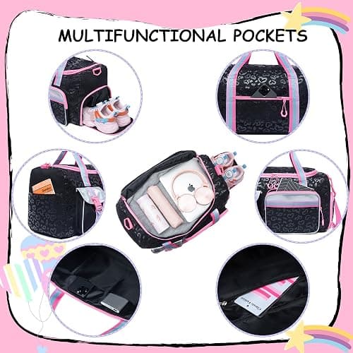 Kids Duffle Bag Girls Women Travel Bag Gifts Overnight Bag for Girls Women Tote Sleepover Bags for Girl Gym Dance Bags with Shoes Compartment thumbnail 5