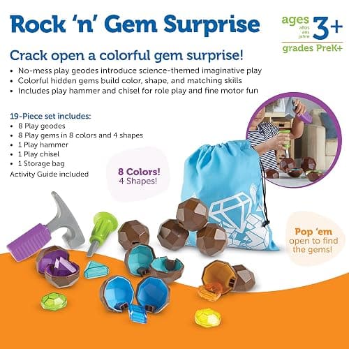 Learning Resources Rock 'n Gem Surprise - 19 Pieces, Ages 3+ Toddler Learning Toys, Sorting and Matching Toys, Early STEM for Kids thumbnail 6