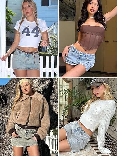 ELLEVEN Denim Mini Skirt for Women, Jean Skirt with Shorts Underneath | High Stretchy,Bodycon Sexy Skort,Micro Skirt,Casual Summer Jean Skorts with Pockets,Cute Skirts for Women Trendy thumbnail 4