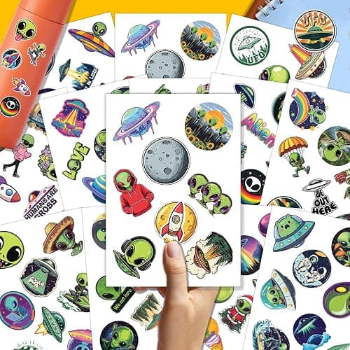 100pcs Alien Stickers - Alien Sticker for Adults, Phone Waterproof Decals for Water Bottles Laptop Luggage Computer Scrapbooking Teens Adult Girls Kids Funny Party Birthday Decorations thumbnail 2