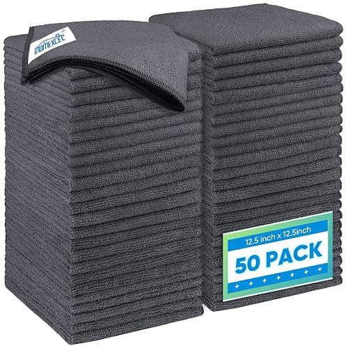 HOMEXCEL Grey Microfiber Cleaning Cloth 50 Pack, 12.5 x 12.5 inch Microfiber Towels for Cars, Ultra Absorbent Car Washing Cloth, Lint Free Streak Free Cleaning Rags for Car, Kitchen, and Window - Image 1