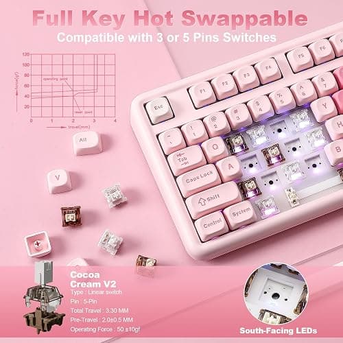 🌷YUNZII B87 Wireless Mechanical Keyboard (Get the cocoa cream V2 switches) thumbnail 6