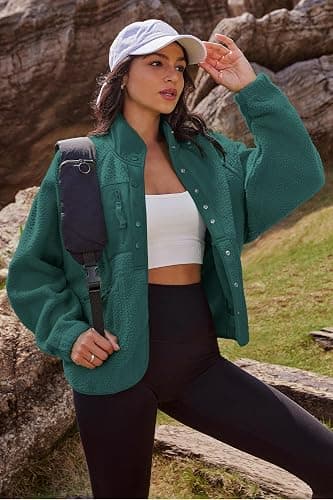 Nirovien Womens Fuzzy Fleece Jacket Button Down Sherpa Coats Casual Winter Warm Outwear with Pockets thumbnail 4