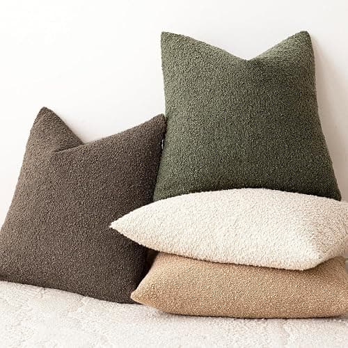 Foindtower Decorative Textured Boucle Throw Pillow Covers Accent Solid Lumbar Pillow Cases Neutral Soft Cozy Couch Cushion Case for Chair Sofa Bedroom Living Room Home Decor 12x20 Inch,1PC,Light Brown thumbnail 7