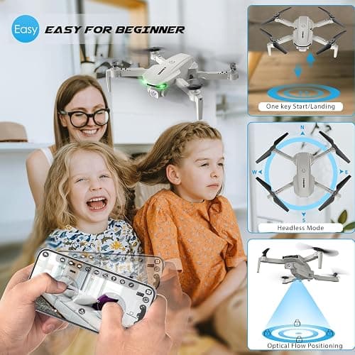SIMREX Drone With Camera 1080P for Kids And Adults, RC Quadcopter Drone with Altitude Hold, Mini Drone With One Key Start, Waypoint Fly, Headless Mode, 3D Flip, 3 Speeds, Remote Control Drone for Beginners thumbnail 4