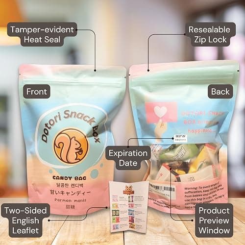 DOTORI SNACK BOX Assorted Asian Mystery Candy Bag | 40 Counts | Premium Quality Candies, Soft Candies, Gummies, Gums, Chocolate, and more from Japan, Korea, China, Indonesia, and Taiwan. thumbnail 3