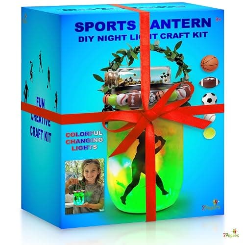 Make Your Own Sports Night Light Lantern Jar Arts & Crafts For Boys And Girls, Football, Soccer, Basketball, Tennis & Baseball Gifts For Kids, DIY Art Kit Age 4 5 6 7 8-12, Best Kids Birthday Present thumbnail 6