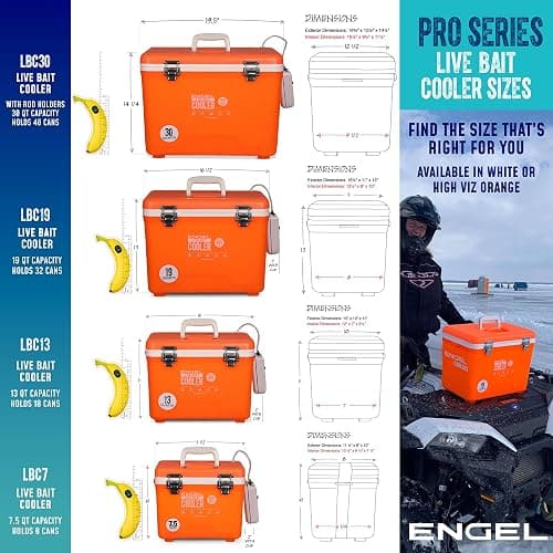 Engel Live Bait Cooler Box with 2nd Gen 2-Speed Aerator Pump - Portable Fishing Station & Minnow Bucket for Shrimp & Other Live Fish with Aerator - ENGLBC-N thumbnail 2