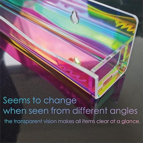 YMVV 15" Nail Polish Rack Wall Mounted Shelf,6 Pack Clear Rainbow Iridescent Acrylic Organizer Nail Supplies for Nail Techs,Great Display for Salons Retailers thumbnail 9