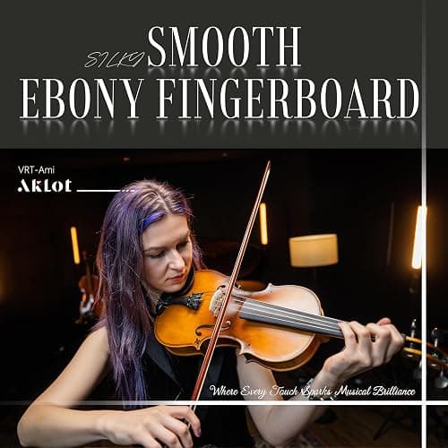 AKLOT Handcrafted Full Size Violin: Solid Wood Matte Fiddle, Acoustic Beginner 4/4 Violin Kit with Hard Case, Lesson Book, Bow, Shoulder Rest, Extra Strings, Tuner, Fretboard Stickers (VRT-AmiMS) thumbnail 6
