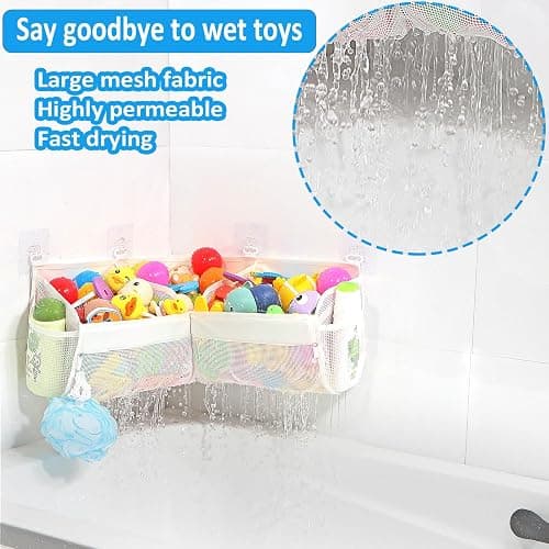 KPH bath toy storage， Say goodbye to the chaos of bath toys -3 compartments for bath toy holders keep your bathtub tidy, and bath toy organizers keep children's bath toys organized! thumbnail 5