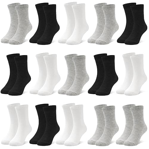 ZERULETS 15 Pairs Toddler Socks Kids Crew Mid Calf Dress Socks for Boys Girls Children 1-13 Years - Image 1