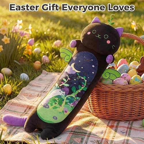 Mewaii Long Cat Plush 5 Sizes, 120% Extra Filling Giant Plushness Kids Body Pillow, Kawaii Cute Black Cat Stuffed Animals Plushies, Big Long Body Pillow Black Cat Plush Gift for Girls 20” thumbnail 7