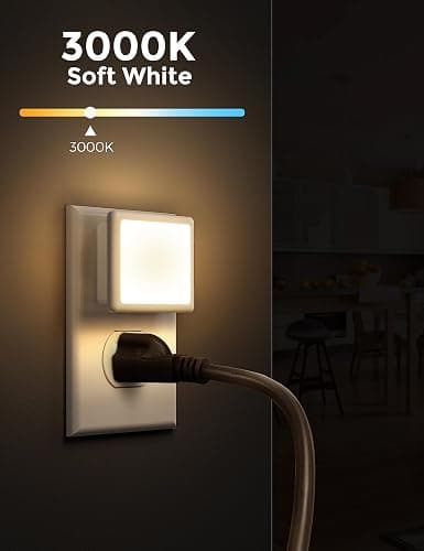 L LOHAS LED Night Lights Plug into Wall 2-Pack, 0.3W Plug in Night Light | Dusk to Dawn, 3000K Soft White, Bright Nightlight Auto-on/off, for Adults Kids Room Bedroom Bathroom Hallway Kitchen, Non-Dim thumbnail 2