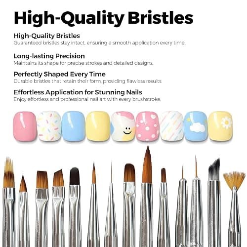 GELPARTY 21 Pcs Pastel Nail Art Brush Set for Gel Polish, Acrylic & Ombre – Professional Detail Liner Brushes, Dotting Tools, Silicone Sculpting Pens & Gradient Painting Kit for DIY Manicure thumbnail 8
