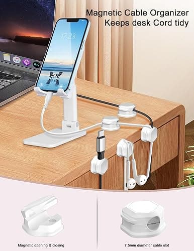 Cord Holder - Magnetic Cable Clips - Under Desk Cable Management - Adhesive Wire Holder Keeper Organizer for Desk, Nightstand, Phone Charger, Computer, Home, Office, Car (6pcs) thumbnail 4