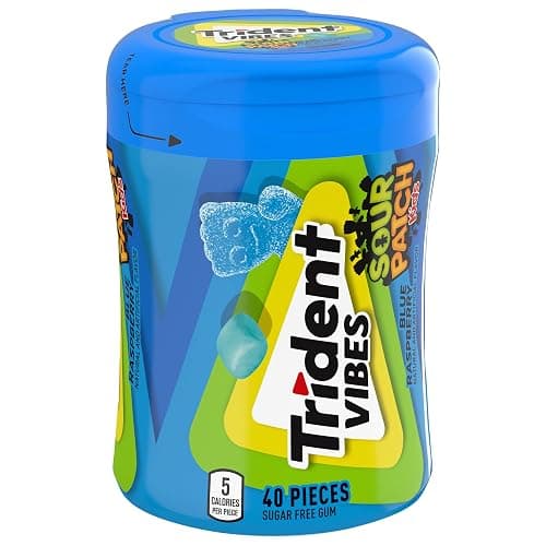 Trident Vibes SOUR PATCH KIDS Blue Raspberry Sugar-Free Chewing Gum, 40 Piece Bottle thumbnail 10