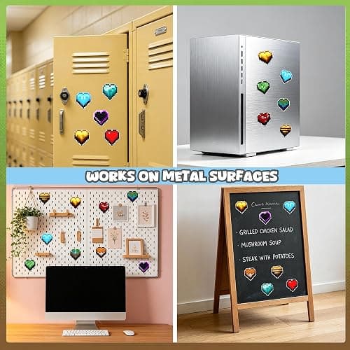 GTOTd Cute Pixel Heart Decoration Locker Fridge Magnet（12 Pack） | Accessories Merch Party Supplies Gifts Cruise Door Room Decor Magnetic Bumper Cabinets Sticker Decal Reusable Vinyl thumbnail 5