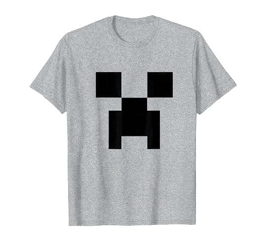 Minecraft Minimalist Big Creeper Face Pixel T-Shirt - Image 1