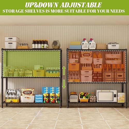 MODCART Storage Shelves, 48" L x 20" W x 47" H Heavy Duty Garage Wire Shelving Unit Loads 1200LBS, 3-Tier Adjustable Metal Industrial Utility Shelf Rack for Kitchen, Laundry Room, Basement thumbnail 6