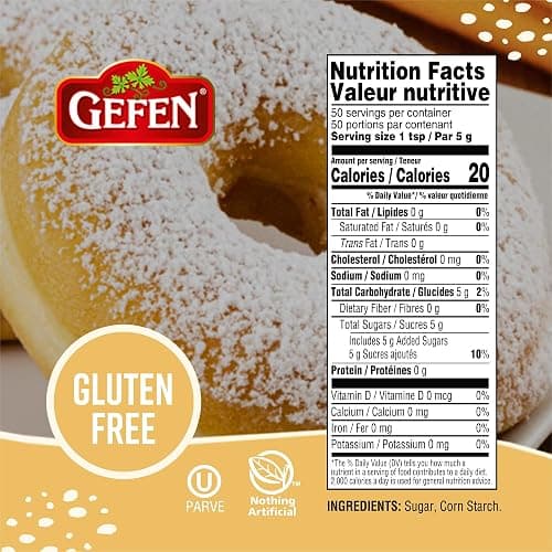 Gefen Confectioners Sugar Shaker, 8.8oz | Powdered Sugar Duster | Corn Free | Gluten Free | Premium Confection Sugar | Kosher thumbnail 2