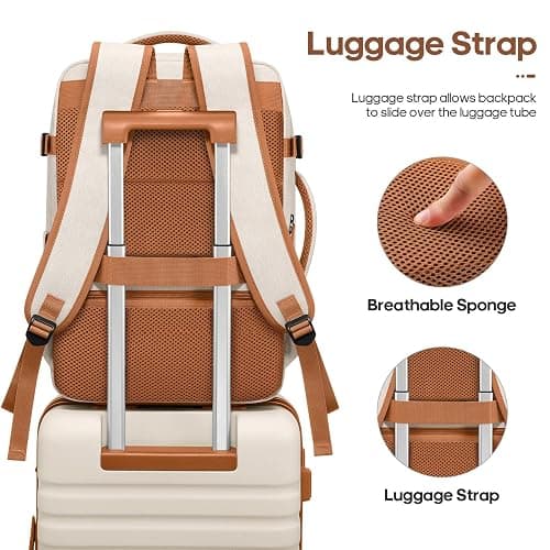 UKEIN Luggage Sets 3 Piece, Carry On Luggage 20In With Spinner Wheels,PC Hardside Suitcase Set with TSA Lock,Durable Carry On Suitcase With Travel Backpack for Men (Beige, 3 piece set (20inch)) thumbnail 7