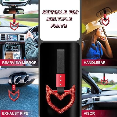 Fabbay Bling Heart Handle Ring Car Accessory for Women - Devil Style, Red thumbnail 6