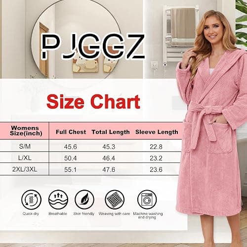 PJGGZ Hooded Bathrobes for Women, Soft Long Towel Robes for Women - Quick Dry yet Warm thumbnail 6