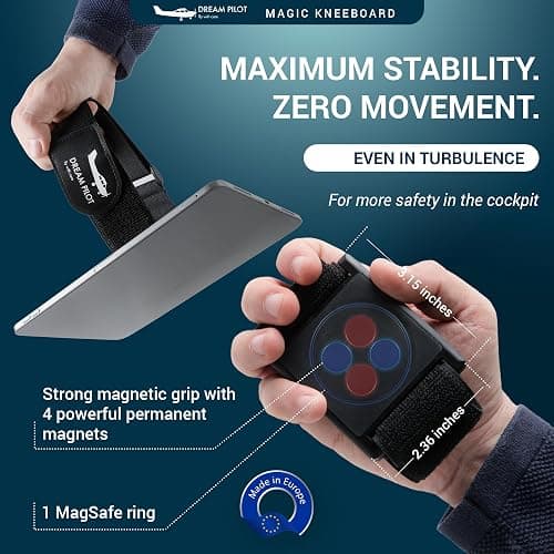 Dream Pilot Kneeboard for iPad, iPad mini, iPhone, Android Phones & Tablets | Made in Europe, slim and stable universal magnetic solution for pilots, MIL-STD 810G certified design thumbnail 2