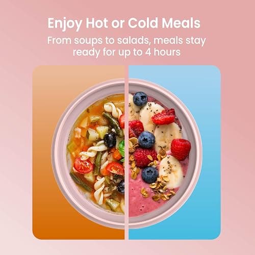 Bentgo Bowl - Insulated Leak-Resistant Bowl with Snack Compartment, Collapsible Utensils and Improved Easy-Grip Design for On-the-Go - Holds Soup, Rice, Cereal & More - BPA-Free, 21.2 oz (Blush) thumbnail 4