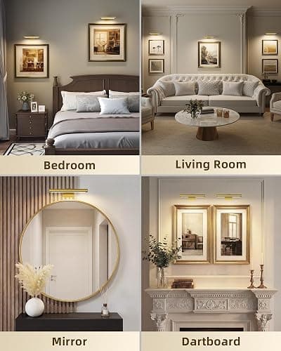 EZVALO Picture Light for Wall, Rechargeable 2400mAh Gold Lights Wireless with IR Remote, 3 Color & Dimmable Magnetic 7.87'' LED Lights Display for Painting, Living Room, Gallery, Bedroom Art(3P) thumbnail 8