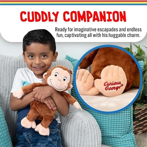 Kids Preferred Curious George Monkey Stuffed Animal Plush Toys Soft Cutest Cuddle Plushie Gifts for Baby and Toddler Boys and Girls - 12 Inches thumbnail 4