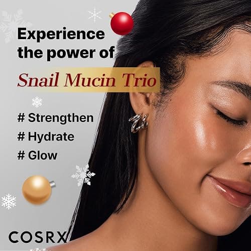 COSRX Snail Mucin Limited Holiday Gift Set with Snail Mucin Repairing Serum, Moisturizer & Collagen Face Mask, Korean Skin Care Set, Stocking stuffers, Gifts for Women, Amazon Exclusive thumbnail 3
