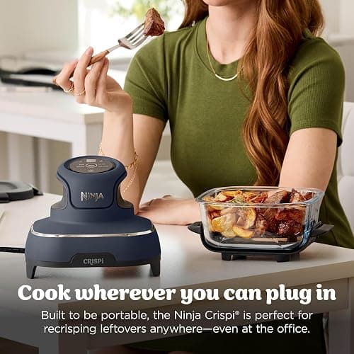 Ninja Crispi 4-in-1 Portable Glass Air Fryer Cooking System, 1500W, 4QT & 6-Cup TempWare Glass Containers with Storage Lids, Microwave, Freezer & Dishwasher Safe, Cyberspace Gray, FN101GY thumbnail 13