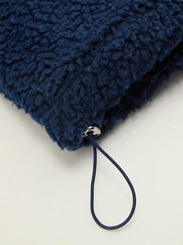 CIDER Fleece Stand Collar Two Tone Patchy Drawstring Oversized Sweatshirt thumbnail 5