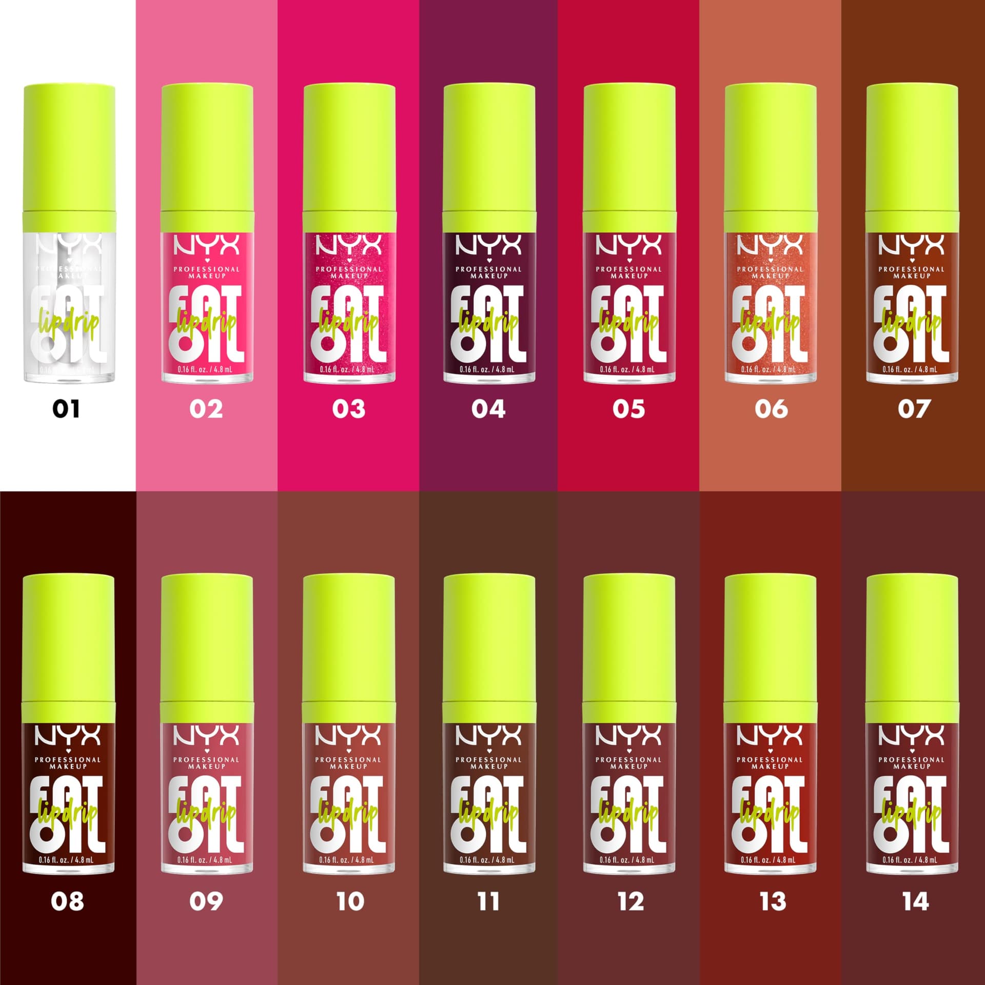 NYX PROFESSIONAL MAKEUP, Fat Oil, Lip drip, 12HR Hydration, Non-sticky, Vegan Formula - 01 MY MAIN (Clear) - 0.2 ml (Pack of 5) - Clear thumbnail 5