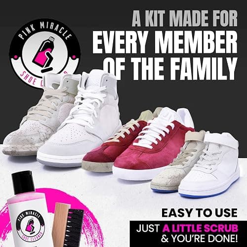 Pink Miracle Shoe Cleaner Kit with Bottle and Brush For Fabric Cleaner For Leather, Whites, Suede and Nubuck Sneakers thumbnail 6