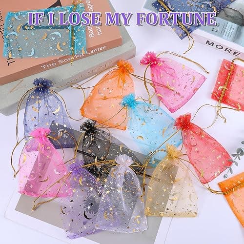 SHENLIU 500 Pcs 4x6 inches Moon Organza Mesh Jewelry Bags bulk with Drawstring, Multi Colored Small Gift Bags Jewelry Pouch for Birthday Wedding Baby Shower Festival Party Favor thumbnail 3