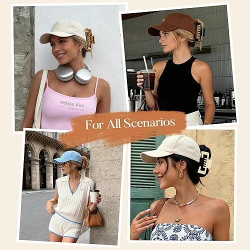 6 Pcs Hat Claw Clip for Women, Hat-Friendly Claw Clips for Baseball Cap & Trucker Hat - 4.1 Inch Large Tortoise Hat Claw Clip for Medium/Thick Hair, Non-Slip Baseball Hair Clips for Hats Hairstyle thumbnail 6