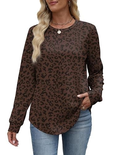 WIHOLL Sweatshirt for Women Crewneck Long Sleeve Shirts Curved Hem Lightweight Sweaters Fall Clothes 2025 thumbnail 2