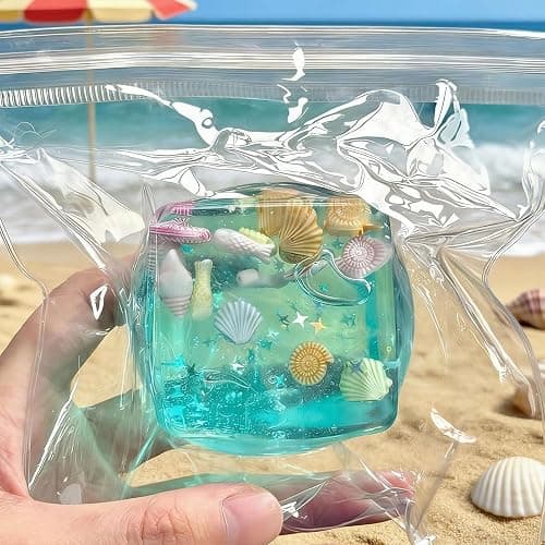 Squishy Stress Cube – Slow Rising Fidget Toys for Adults, Water Stripe Sensory Squeeze Toy with Shells, Soft Hand Toy for Office Desk Anxiety Relief (1Pcs) thumbnail 6