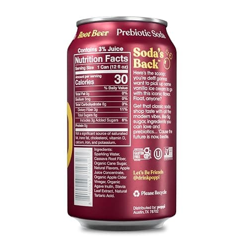 Poppi Prebiotic Soda, Root Beer, 12 Oz, 12 Pack | Prebiotic Soda, Sparkling Water & Fruit Juice, 5g Sugar thumbnail 2