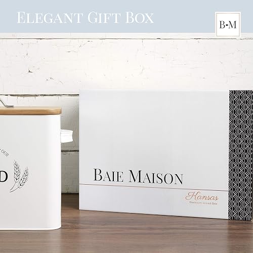 Baie Maison Extra Large White Farmhouse Bread Box for Kitchen Countertop - Breadbox Holder Fits 2+ Loaves - Bread Storage Container Bin - Rustic Bread Keeper Vintage Metal Kitchen Decor for Counter thumbnail 6