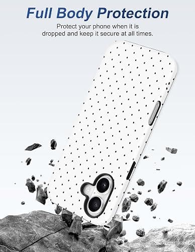 Jusy Compatible with MagSafe Polka Dot Case for iPhone 16e/17e, Cute Aesthetic Polka Dots Magnetic Phone Case, Soft TPU and Hard PC Protective Phone Cover for Women Girls (Matte) - White thumbnail 4